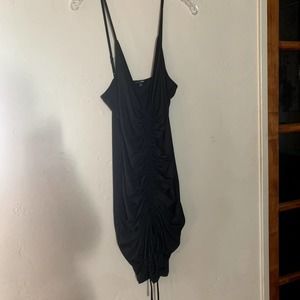 fashion nova black rushing V-neck dress with ties at the bottom size large